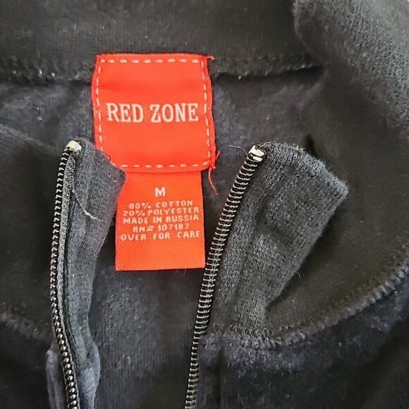 Red Zone Sleeveless Jumpsuit Women's Size M Black Velour Drawstring Wide Leg EUC - Picture 7 of 16